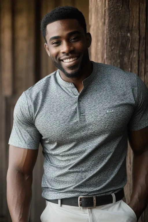 Illustrative AI boyfriend portrait in a gray shirt